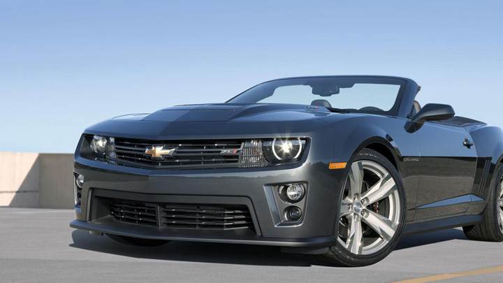Chevrolet Camaro ZL1 Convertible HeadLights On In Grey